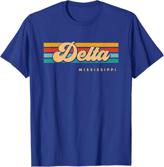Vintage Sunset Stripes Delta, Mississippi T-Shirt - T-Shirt | Royal