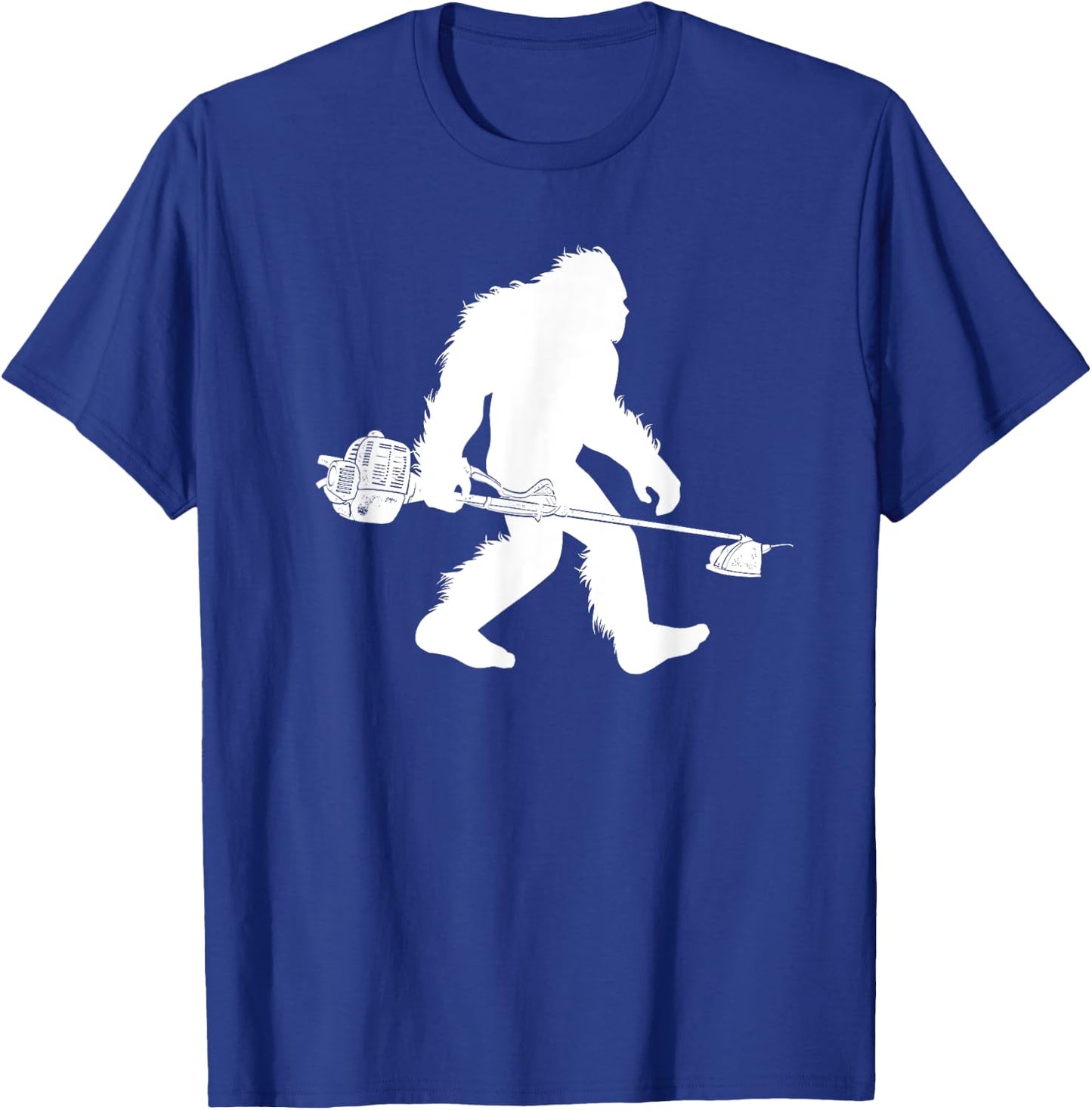 Bigfoot With Lawn Trimmer Sasquatch Grass Landscaper T-Shirt - T-Shirt | Royal