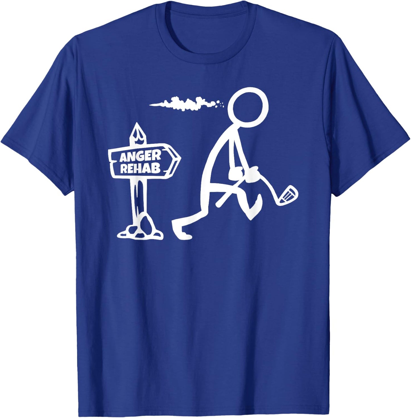 Funny Golf Apparel, Angry Golfer Walks By Anger Rehab Sign T-Shirt - T-Shirt | Royal