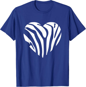Zebra Heart Animal Lover Stripe Africa Gift Men Women Kids T-Shirt - T-Shirt | Royal