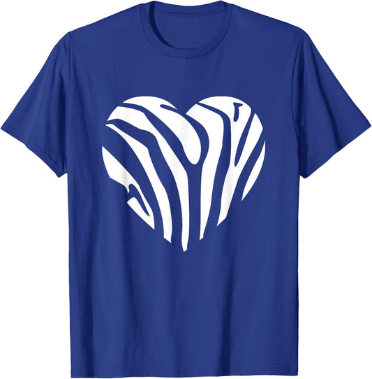 Zebra Heart Animal Lover Stripe Africa Gift Men Women Kids T-Shirt - T-Shirt | Royal