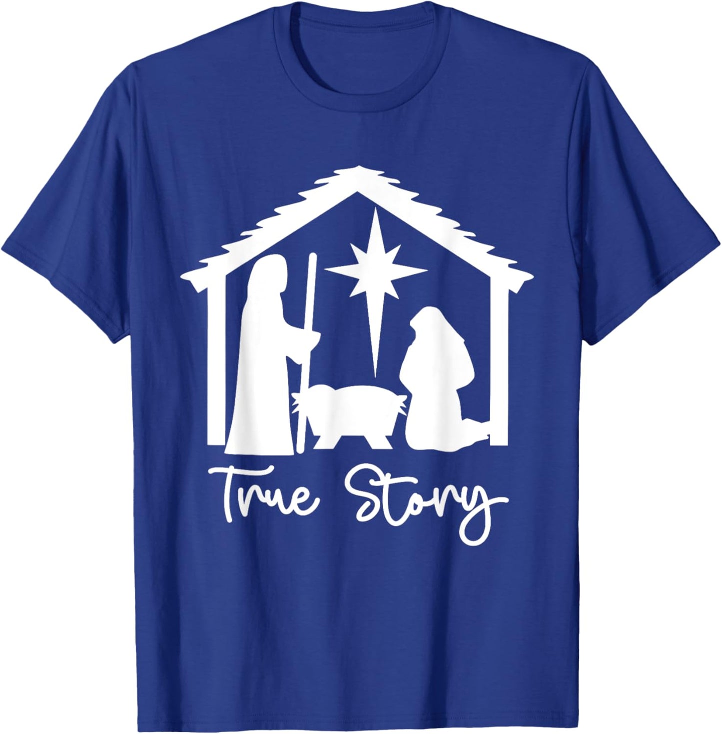 Christian Religious Christmas Nativity Scene True Story T-Shirt - T-Shirt | Royal