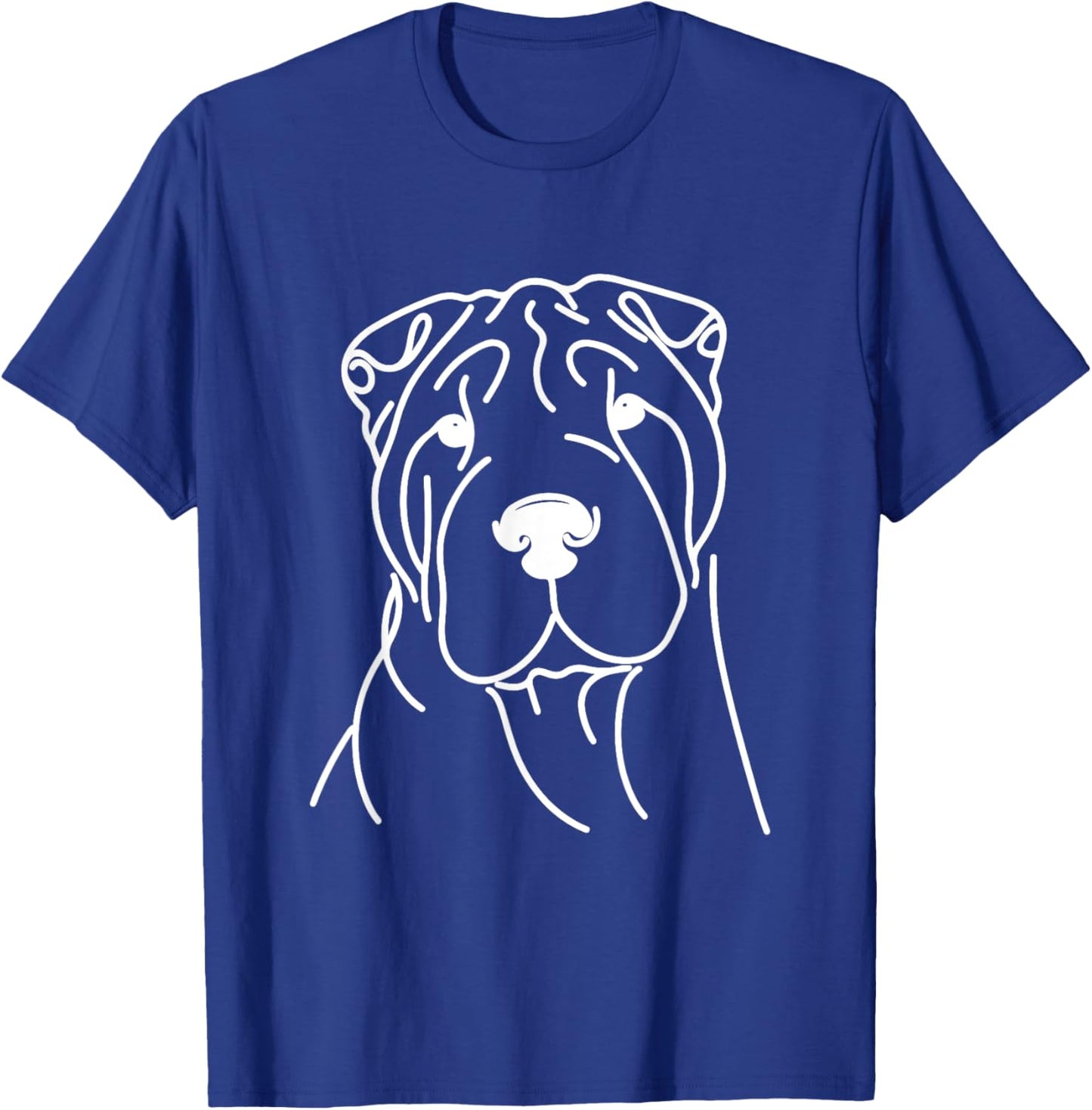 Line Art Dad Mom Dog - Shar Pei Men Women T-Shirt - T-Shirt | Royal