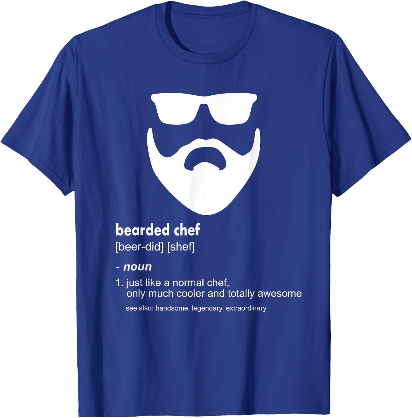 Bearded Chef Shirt Funny Beard Joke Cook Gift T-Shirt - T-Shirt | Royal