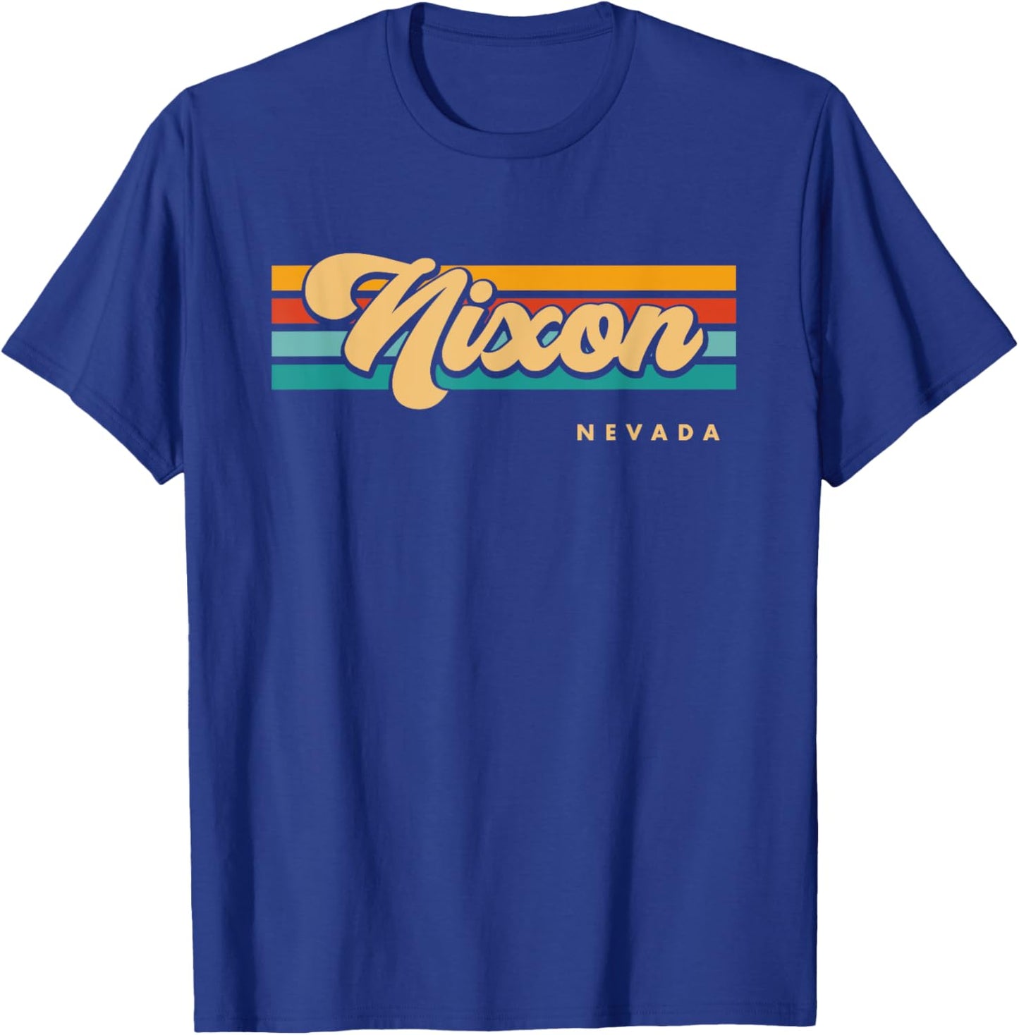 Vintage Sunset Stripes Nixon, Nevada T-Shirt - T-Shirt | Royal