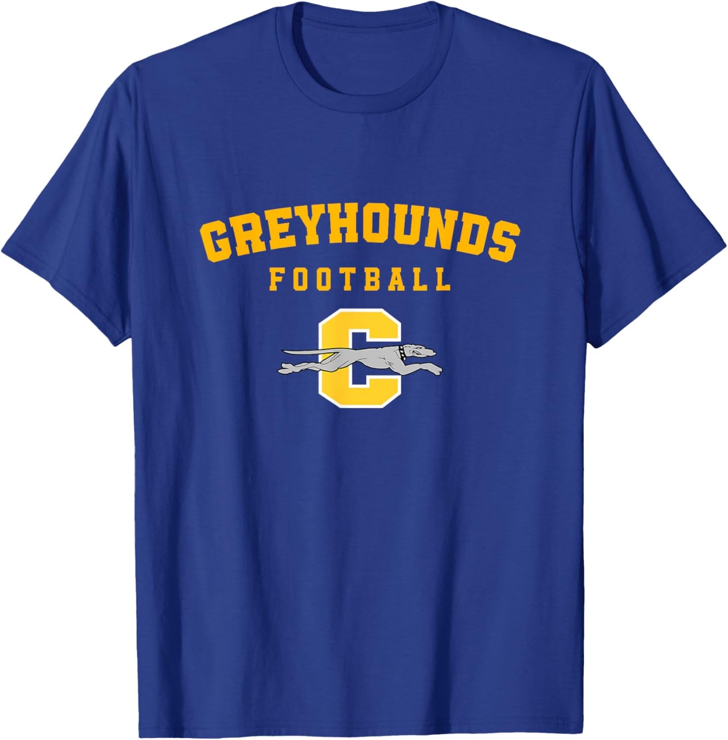 Carmel Greyhounds Logo Vertical Arch Football HS T-Shirt - T-Shirt | Royal