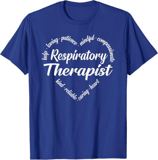 Respiratory Therapist Heart Word Cloud T-Shirt - T-Shirt | Royal