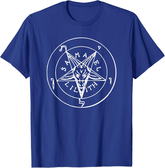 Satanic Goat Head Baphomet Pentagram Occult Devil 666 Demon T-Shirt - T-Shirt | Royal