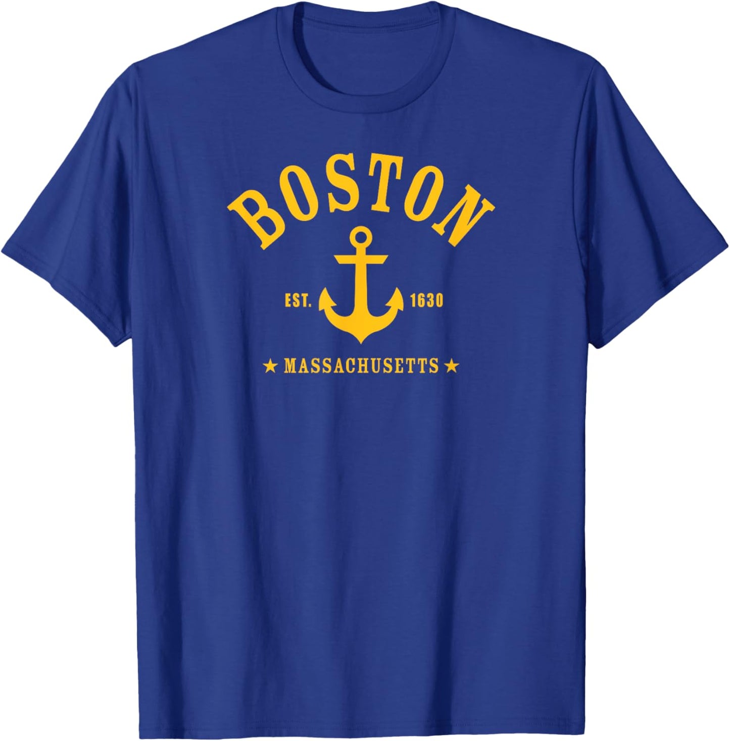 BOSTON MA Nautical Design W. Anchor / Est. 1630 T-Shirt - T-Shirt | Royal