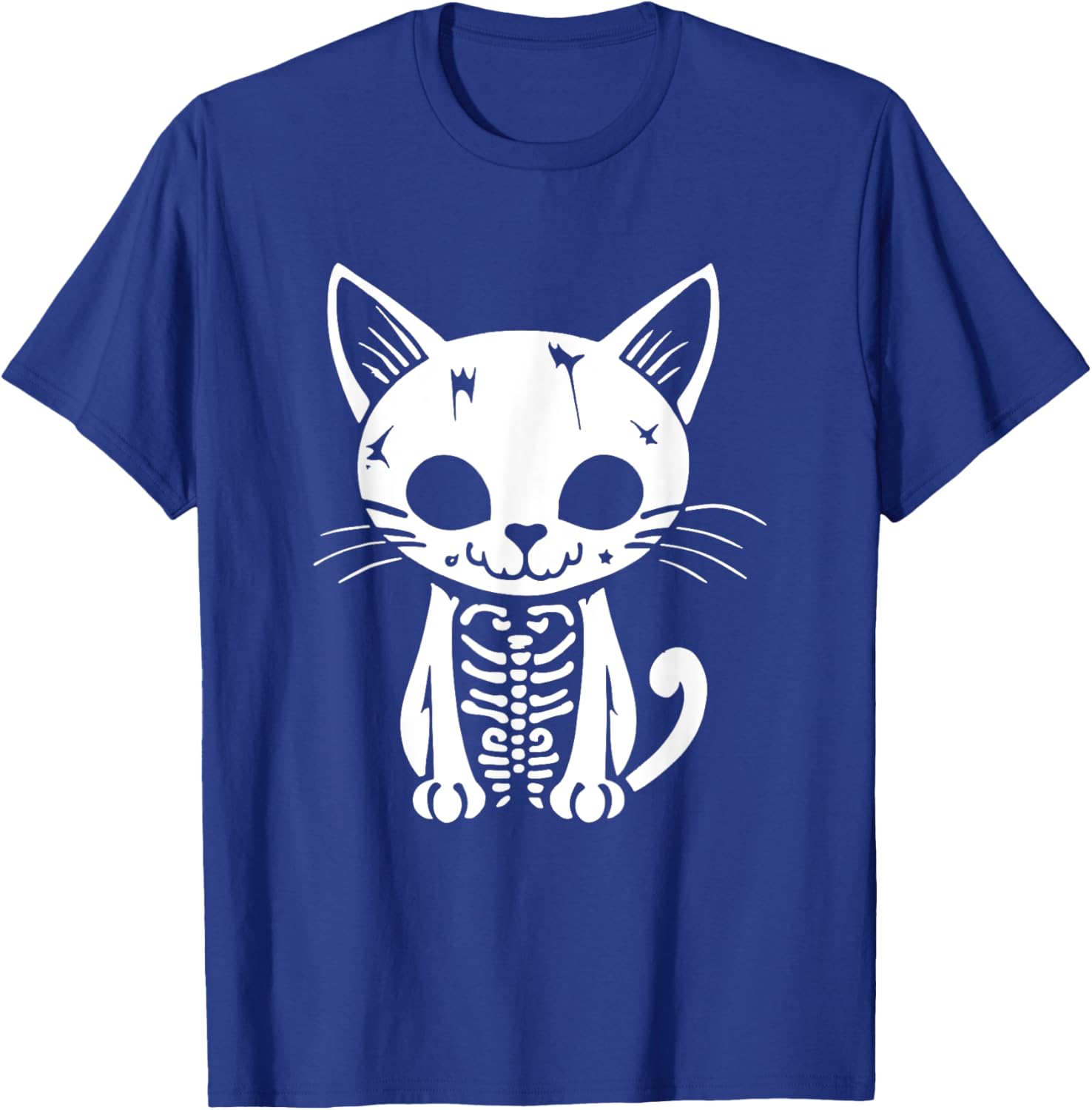 Funny Halloween Skeleton Cat Kitty Costume Skull Cat Women Kids T-Shirt - T-Shirt | Royal