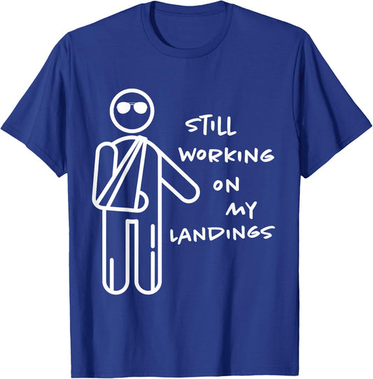 Broken Arm Kids Get Well Working on Landings Funny Gift T-Shirt - T-Shirt | Royal
