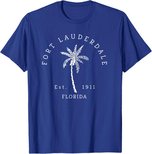 Retro Cool Original Fort Lauderdale Palm Tree Novelty Art T-Shirt - T-Shirt | Royal