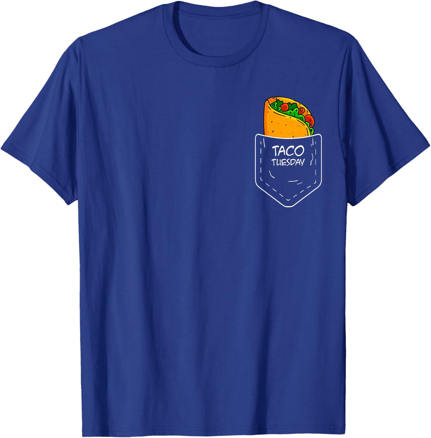 Taco In My Pocket Tuesday Funny Fiesta Distressed Print T-Shirt - T-Shirt | Royal