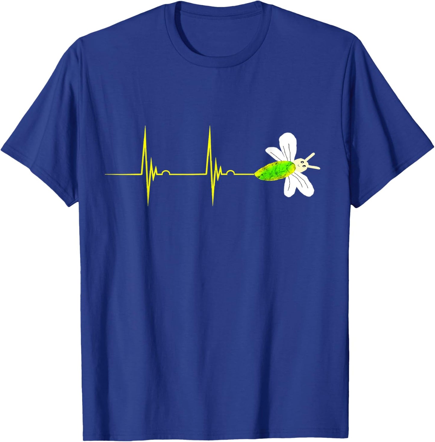 Firefly Heartbeat EKG Pulseline Insect Bug Lightning T-Shirt - T-Shirt | Royal