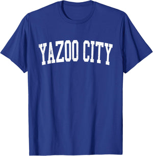 Vintage Yazoo City MS Distressed White Varsity Style T-Shirt - T-Shirt | Royal