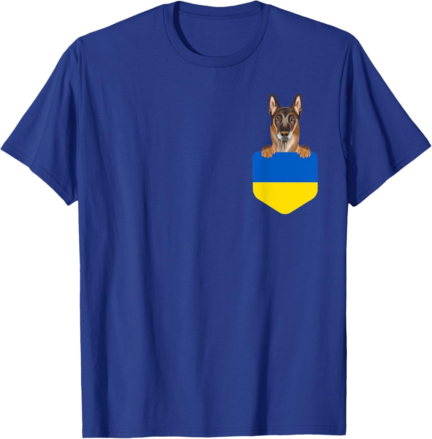Ukraine Flag Belgian Malinoi Dog In Pocket T-Shirt - T-Shirt | Royal