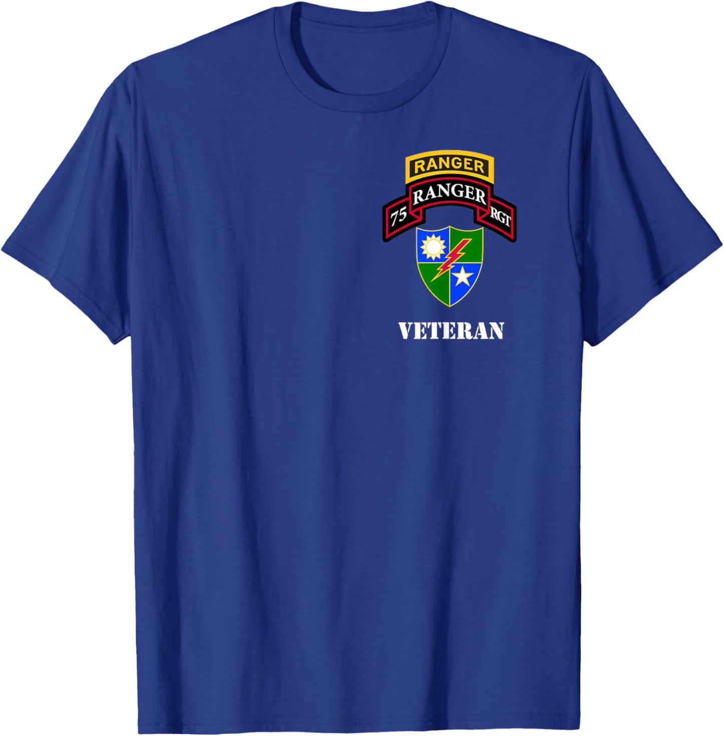 US Army Ranger - 75th Regiment with Tab - Veteran Black T-Shirt - T-Shirt | Royal