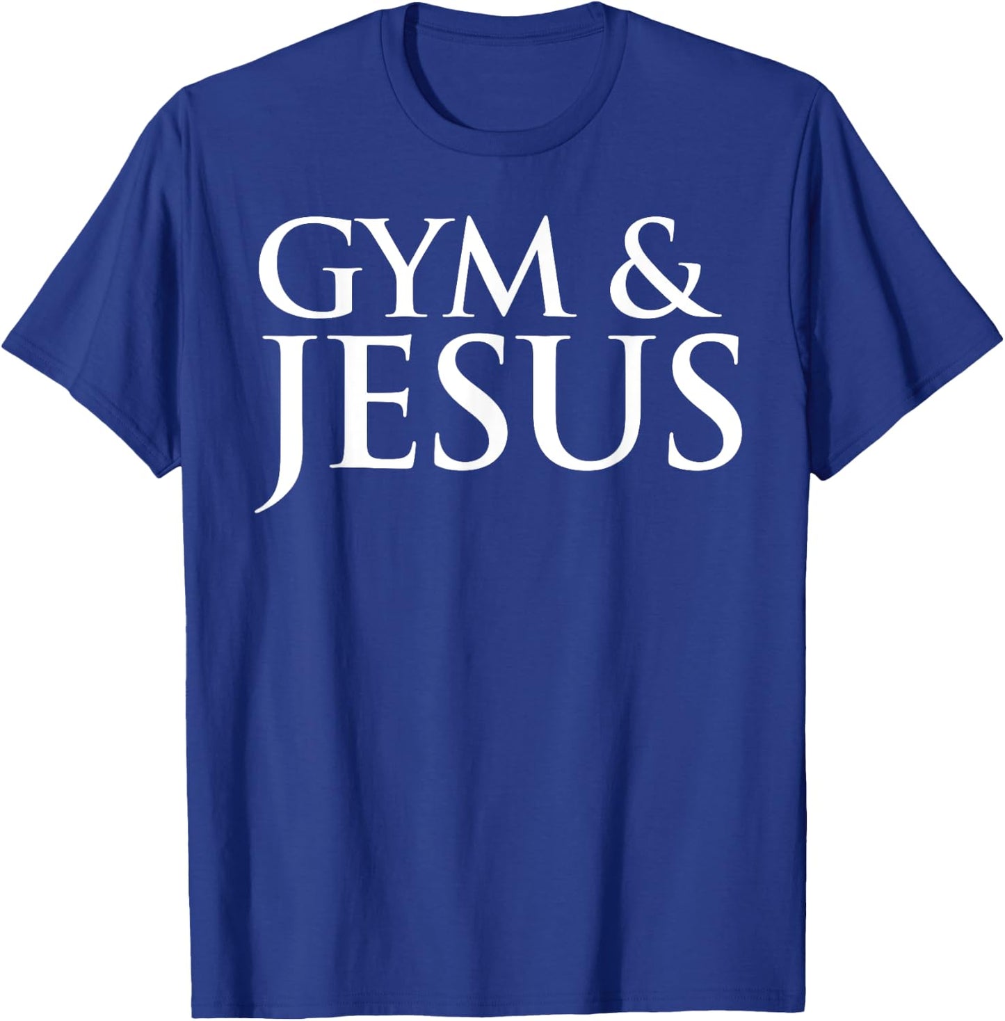 Distressed Gym & Jesus Funny Christian Workout Gift T-Shirt - T-Shirt | Royal