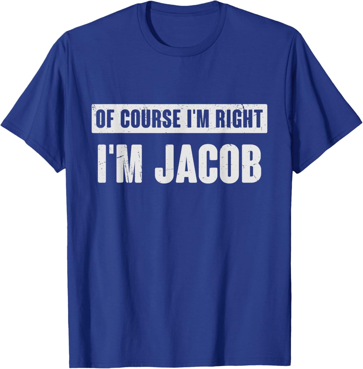 Christmas Birthday Gifts For Jacob - Funny Jacob Name Gift - Men's Black Small Retro Letter Print Short Sleeve T-Shirt - T-Shirt | Royal