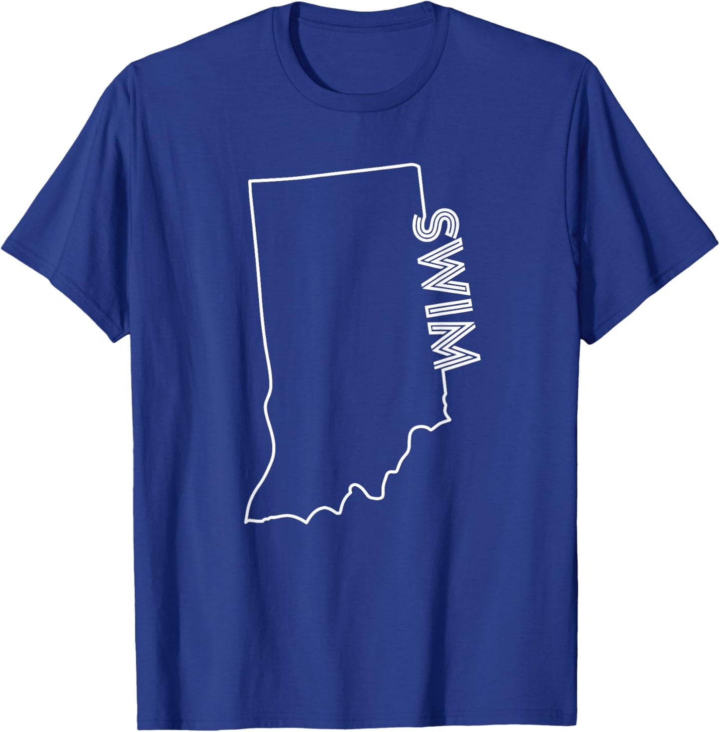State of Indiana Outline with Swim Text ABN558b T-Shirt - T-Shirt | Royal