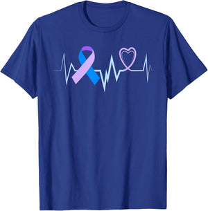 Heartbeat Ribbon Preeclampsia Shirt Preeclampsia Awareness T-Shirt - T-Shirt | Royal