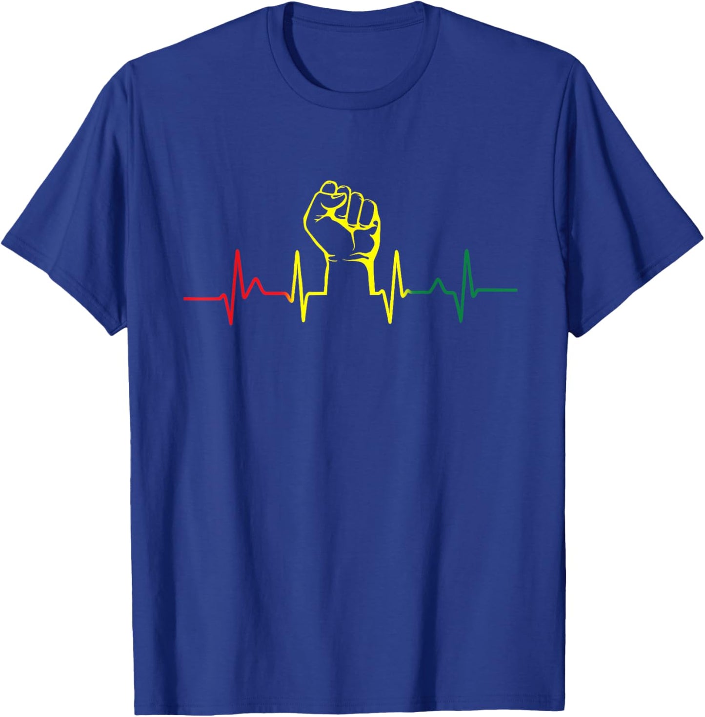 Black Power Fist Heartbeat African American Pride Men Women T-Shirt - T-Shirt | Royal