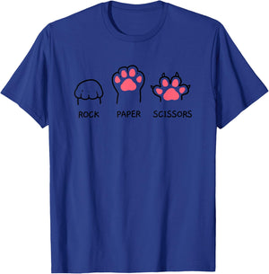 Rock Paper Scissors Hand Game Cute Paw Funny Cat Women Girls Kids T-Shirt - T-Shirt | Royal