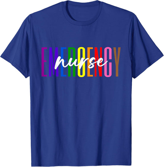 Emergency Nurse ER Nurse Emergency Room Pride Rainbow T-Shirt - T-Shirt | Royal