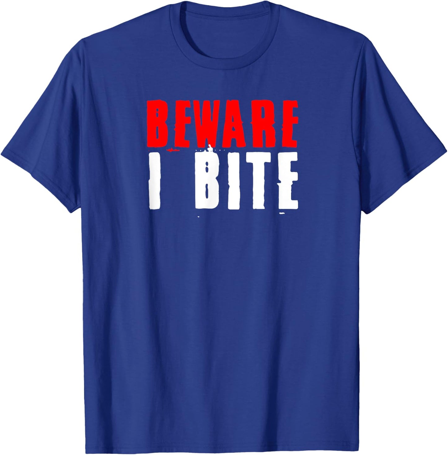 Vampire Warning I Bite Dracula Fan Halloween Costume Party T-Shirt - T-Shirt | Royal