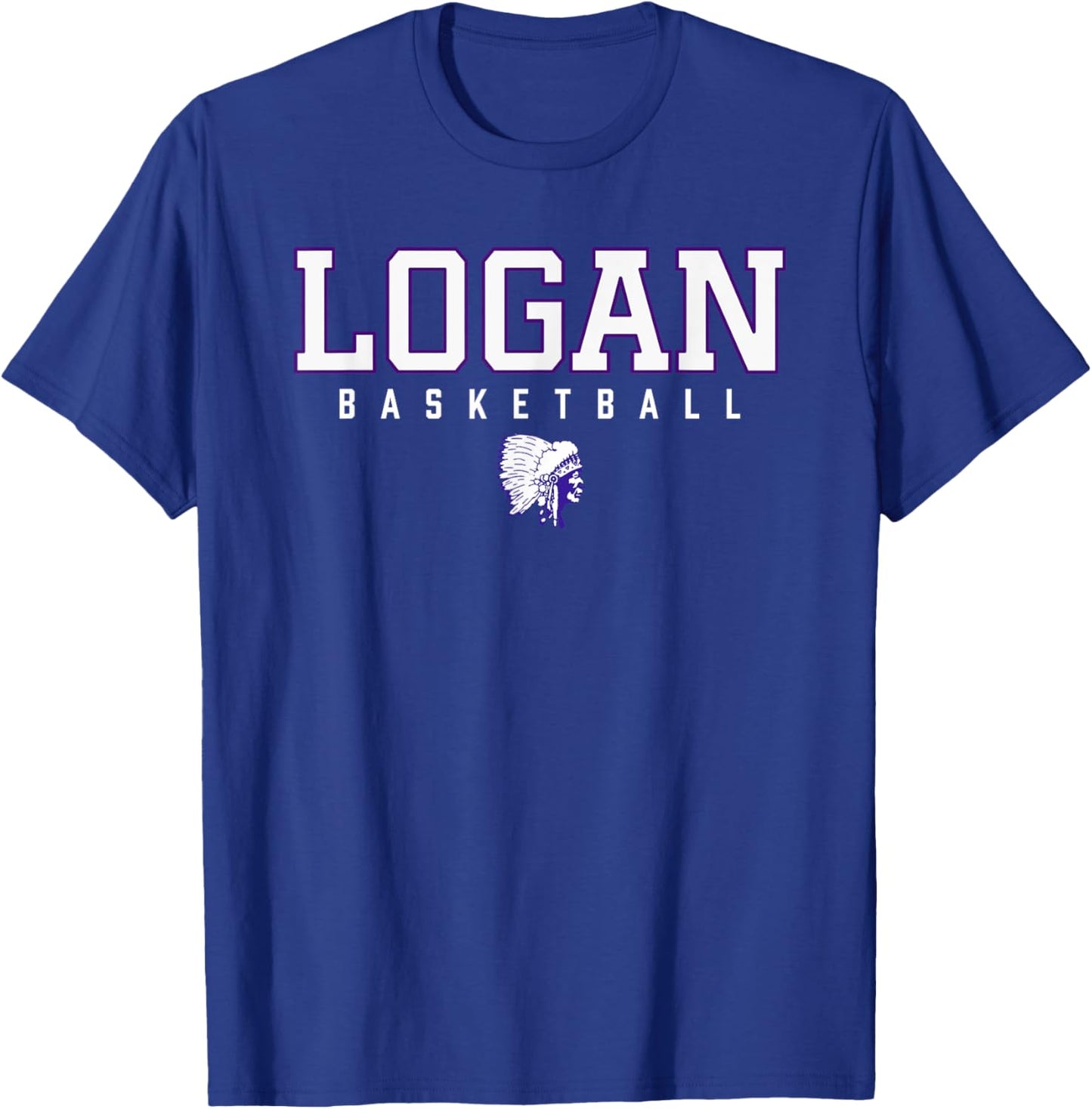 Logan Chieftains Logo Basketball HS T-Shirt - T-Shirt | Royal