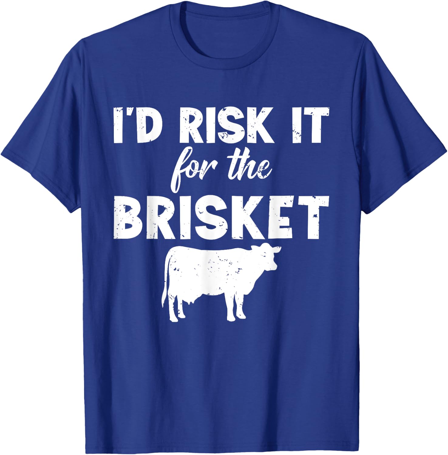 Funny Vintage Smoke Brisket Id Risk it For the Brisket T-Shirt - T-Shirt | Royal