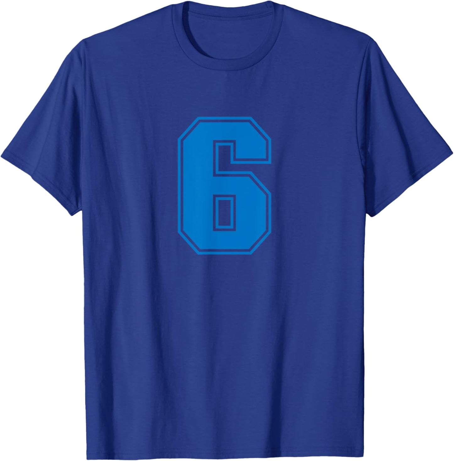 Number #6 Blue Sports Jersey Lucky Number T-Shirt - T-Shirt | Royal