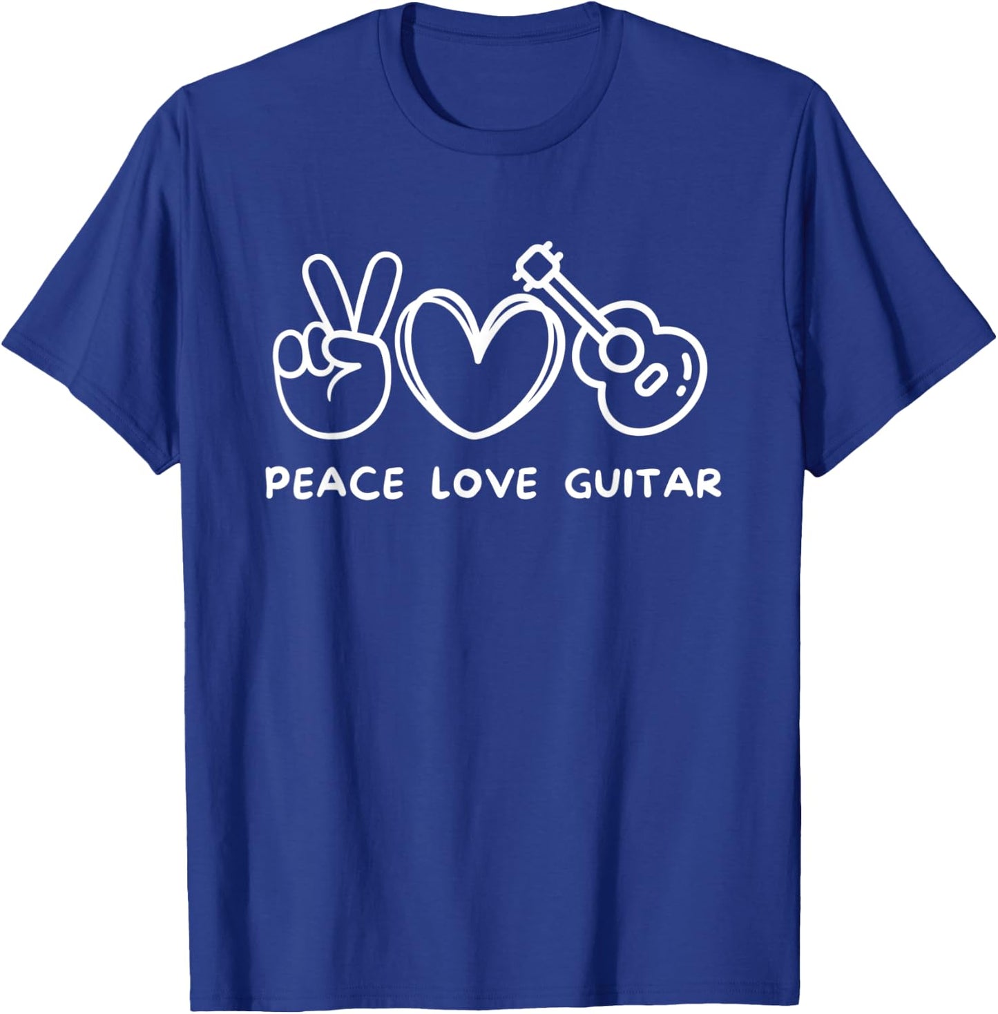 Peace, Love Guitar Retro Guitar Lover Guitarist T-Shirt - T-Shirt | Royal