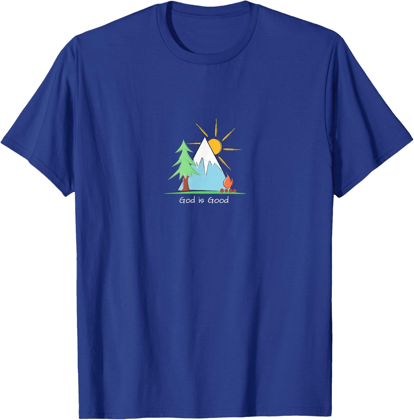 God is Good Christian Camping Wilderness Adventure Campfire T-Shirt - T-Shirt | Royal