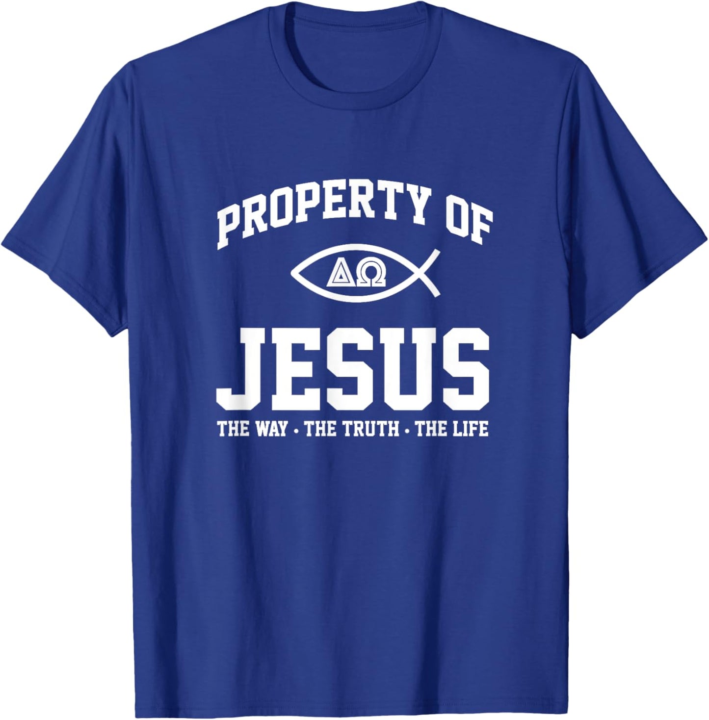 Christian Shirt - Property of Jesus Throwback Gym Workout T-Shirt - T-Shirt | Royal