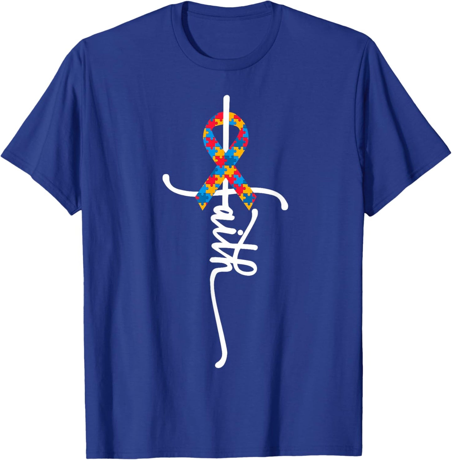 Autism Awareness Women Men Kids Autism Faith Autistic ASD T-Shirt - T-Shirt | Royal