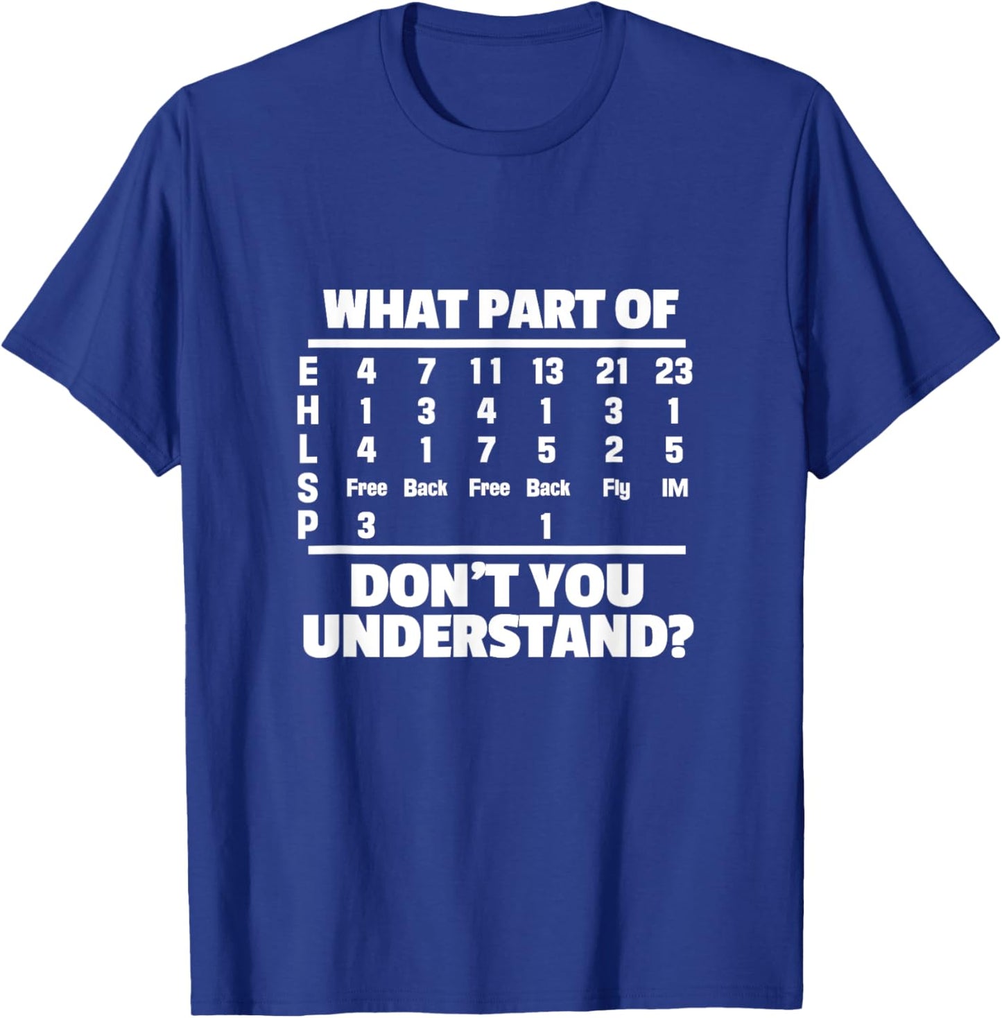 What is part of Don't You Understand? Swimming Swimmer Swimming T-Shirt - T-Shirt | Royal