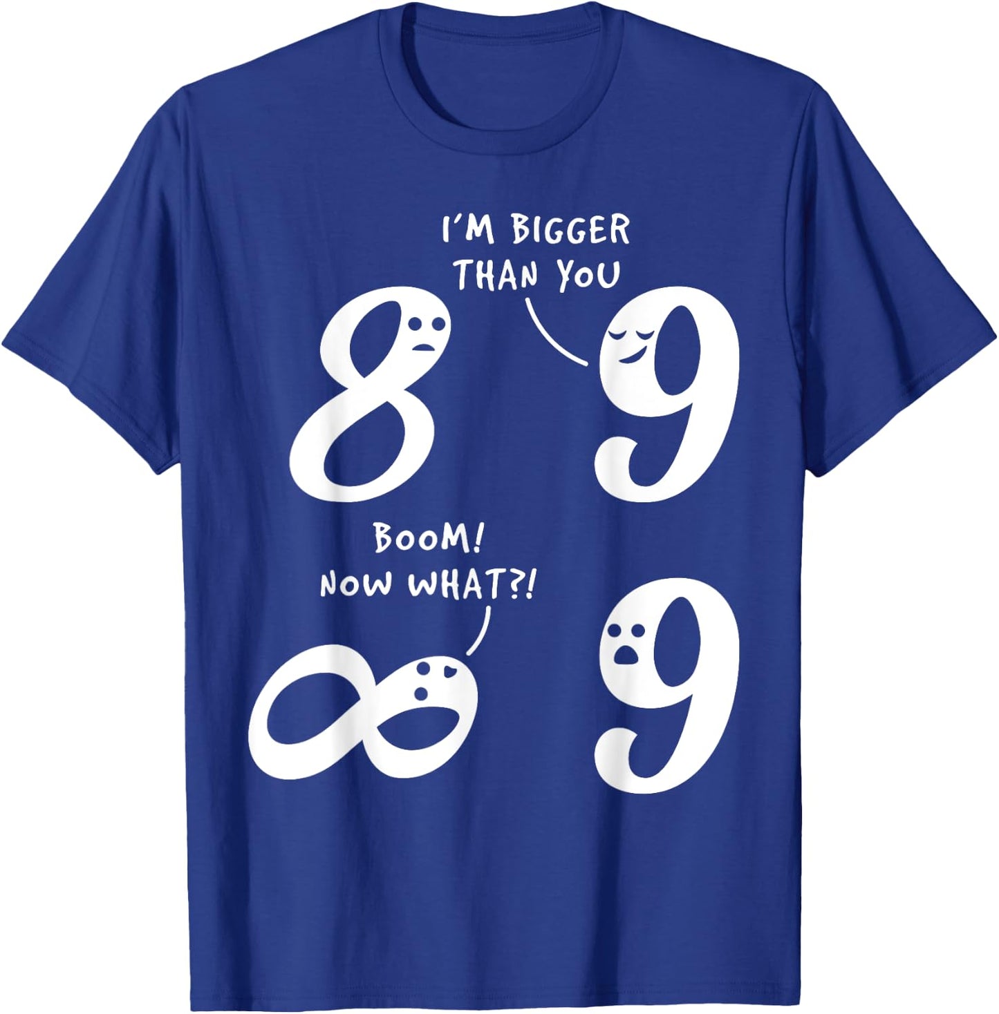 9 Is Bigger Than 8 But Not Infinity Funny Math Lover Joke T-Shirt - T-Shirt | Royal