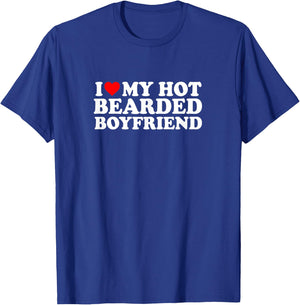 I Love Heart Hot Bearded Boyfriend Simple Cute Funny T-Shirt - T-Shirt | Royal