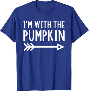 I'm With The Pumpkin Funny Matching Halloween Couple Costume T-Shirt - T-Shirt | Royal