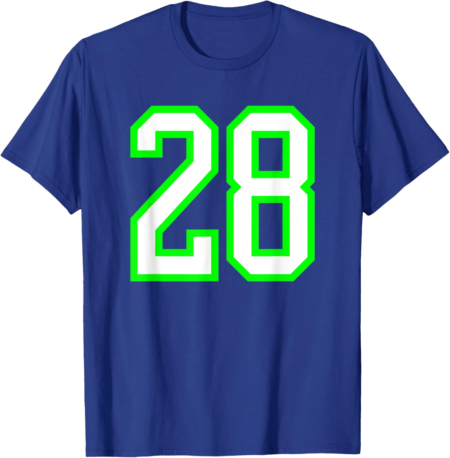 Sports Team Jersey #28 White Lime Jersey Number 28 T-Shirt - T-Shirt | Royal