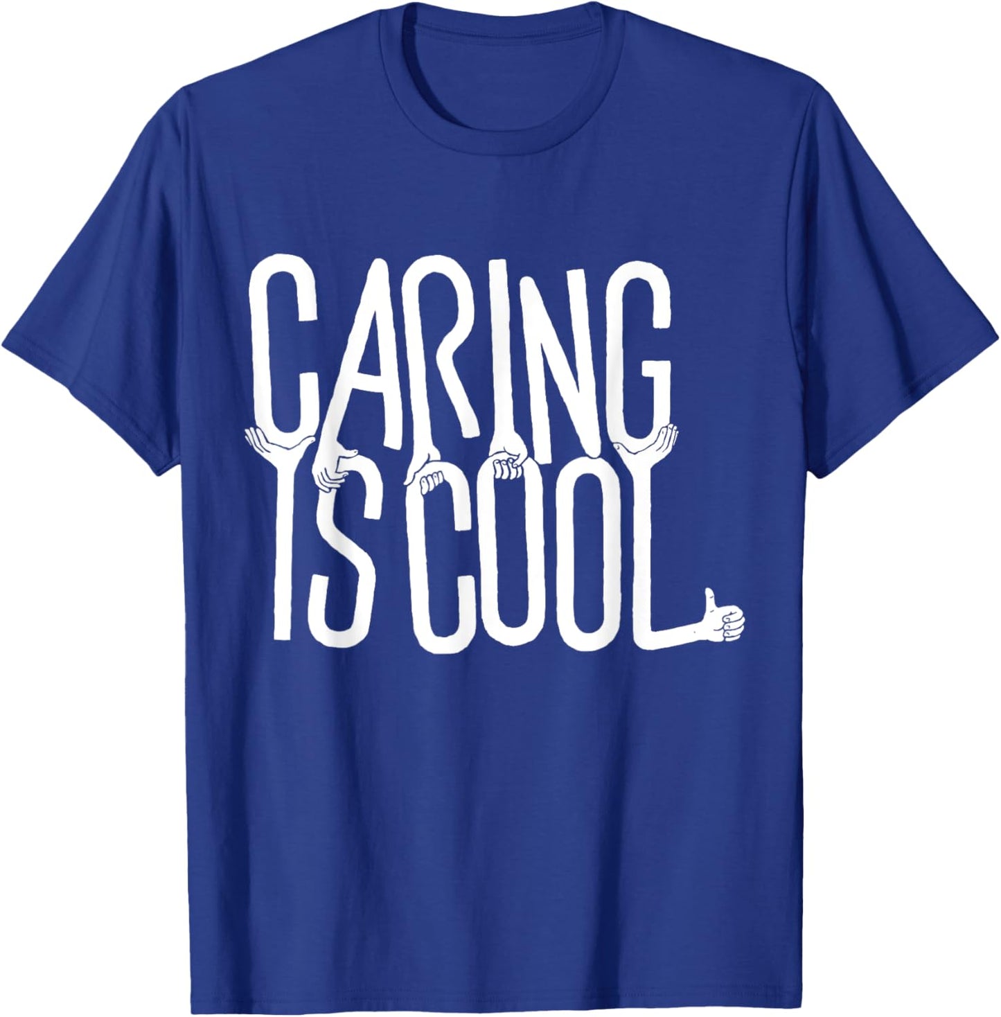 Caring Is Cool -Adults Black Small Short Sleeve Casual Humorous T-Shirt - T-Shirt | Royal