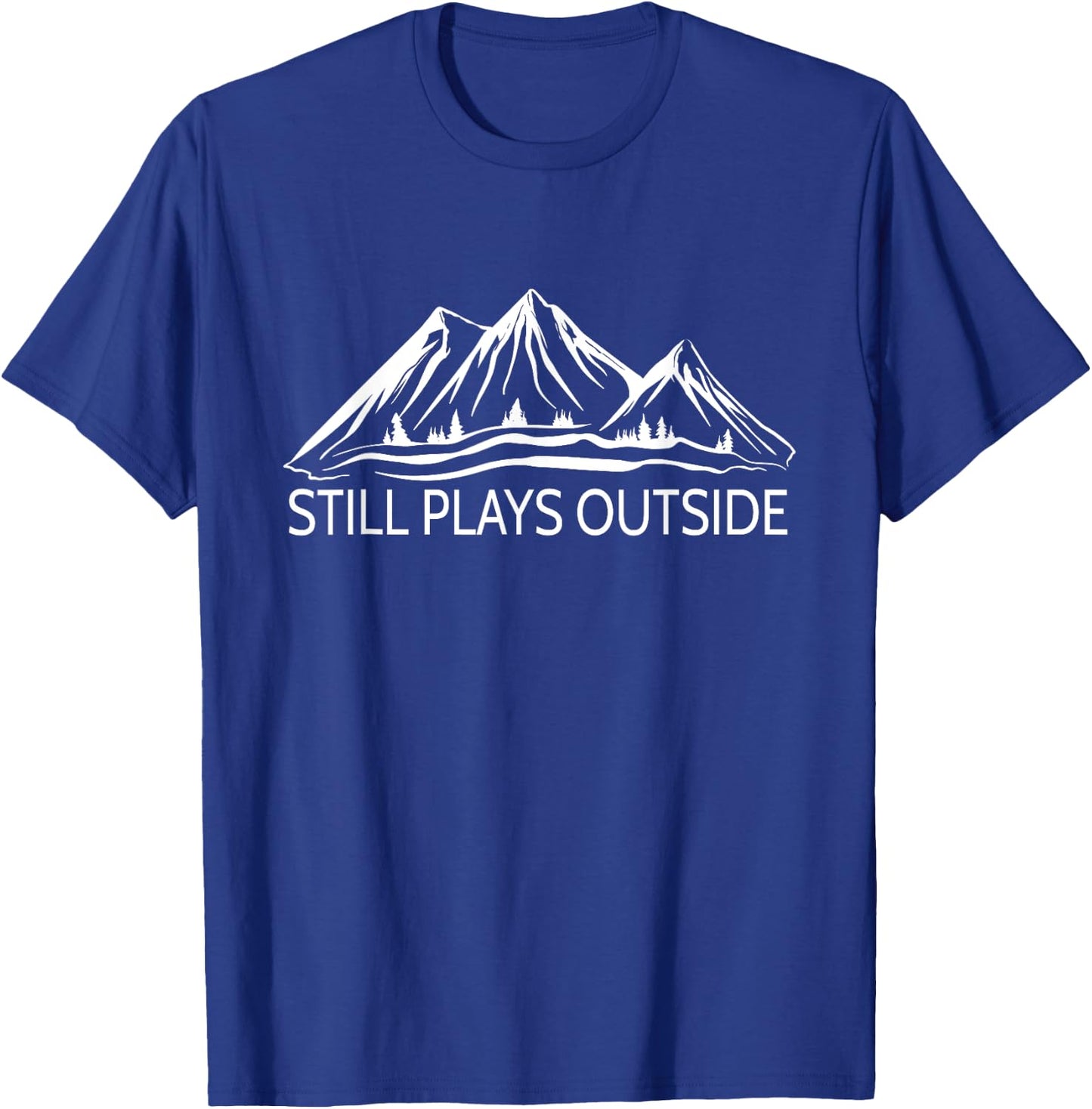 Hiking & Nature Forest Scene with Mountain Still Plays Outside Hiking and Camping , Green, Small T-Shirt - T-Shirt | Royal