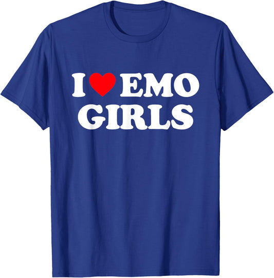 I Love Emo Girls Funny Red Heart Love Emo Girl Style T-Shirt - T-Shirt | Royal