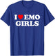 I Love Emo Girls Funny Red Heart Love Emo Girl Style T-Shirt - T-Shirt | Royal
