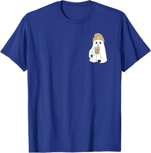 Spooky Season Cute Retro Ghost Ice Coffee Halloween Costume T-Shirt - T-Shirt | Royal