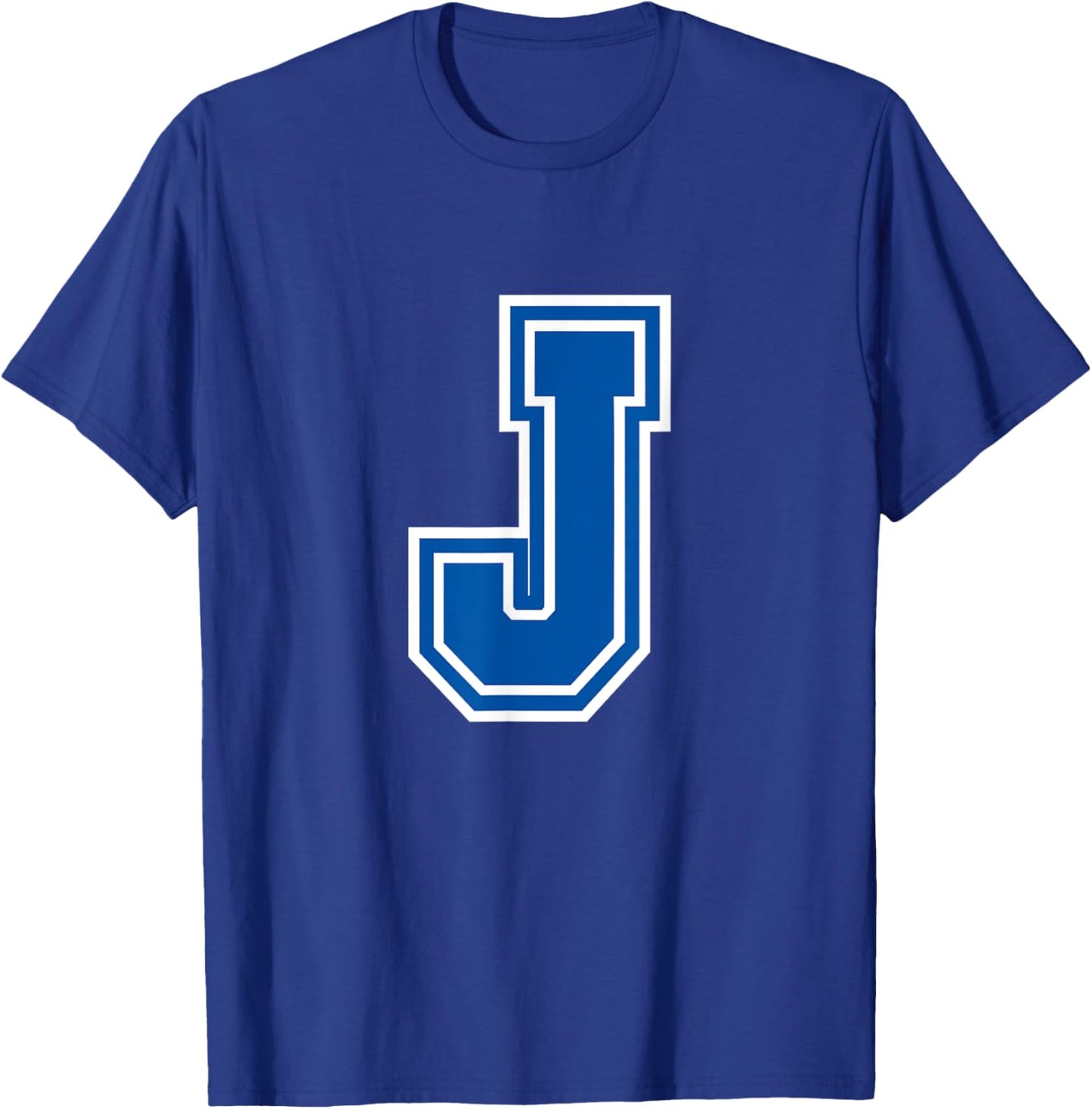 Letter J Blue Monogram Initial T-Shirt - T-Shirt | Royal