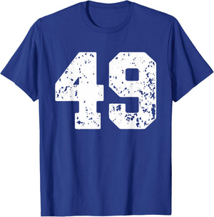 Number 49 White Best Classic College Style Birthday Funny T-Shirt - T-Shirt | Royal