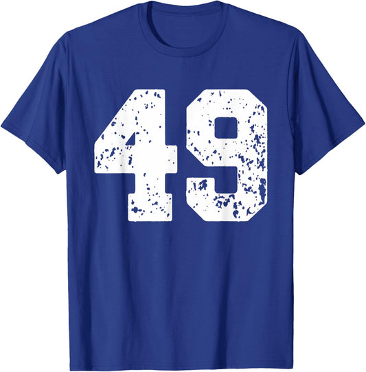 Number 49 White Best Classic College Style Birthday Funny T-Shirt - T-Shirt | Royal