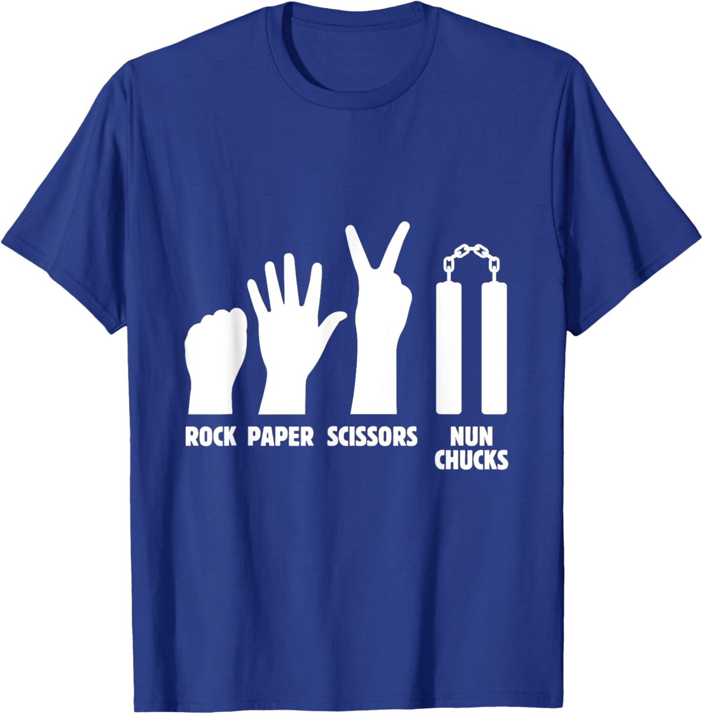 Rock Paper Scissors Nun Chucks | Martial Arts Weapon T-Shirt - T-Shirt | Royal